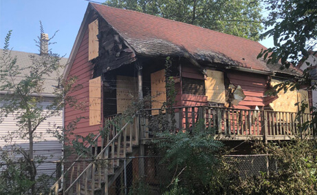 exterior of a house after a fire